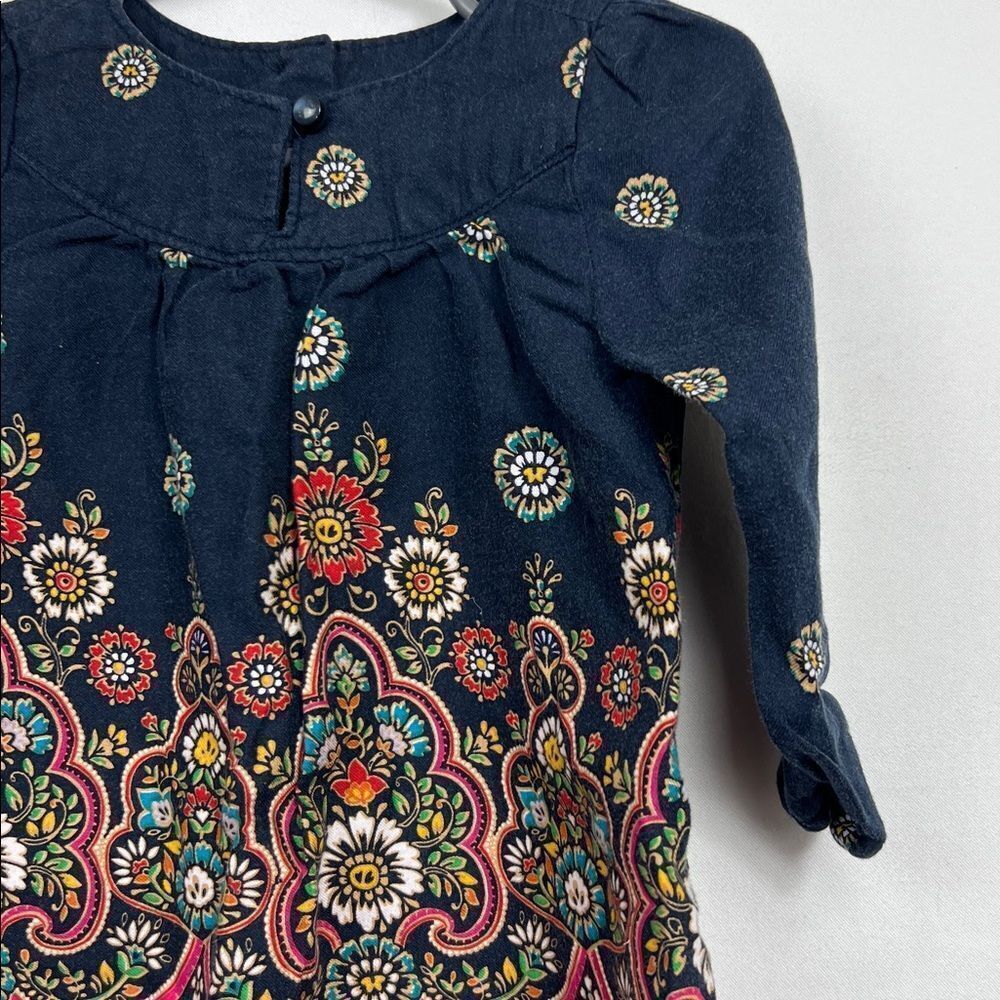 Baby Gap Navy and Red long sleeve cotton floral dress size 12-18 months - Picture 4 of 11